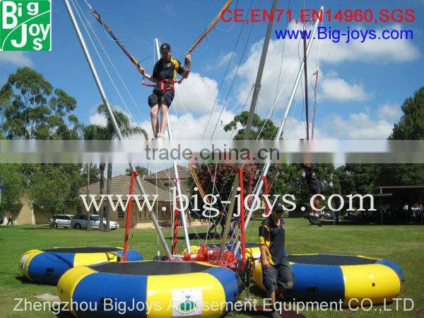 4 person bungee jumping trampoline for beach, 10m*10m outdoor bungee jumping trampoline with trailer