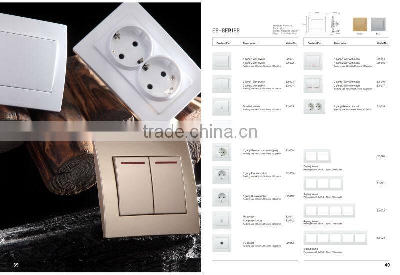 top quality europe style 2 gang switch