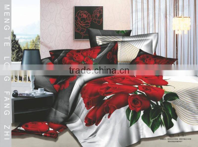 PRINTED COTTON 3D DESIGN REACTIVE PRINT DUVET COVER PILLOWCASES BEDDING SET WHITE BACKGROUND FLOWERAL BED SET