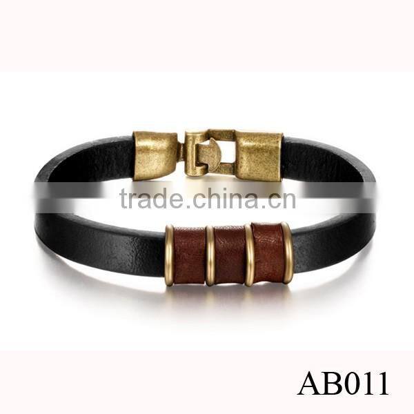 Customized Logo Bio Magnetic Bracelet Genuine Mens Handmade Braided Leather Jewelry Bracelet
