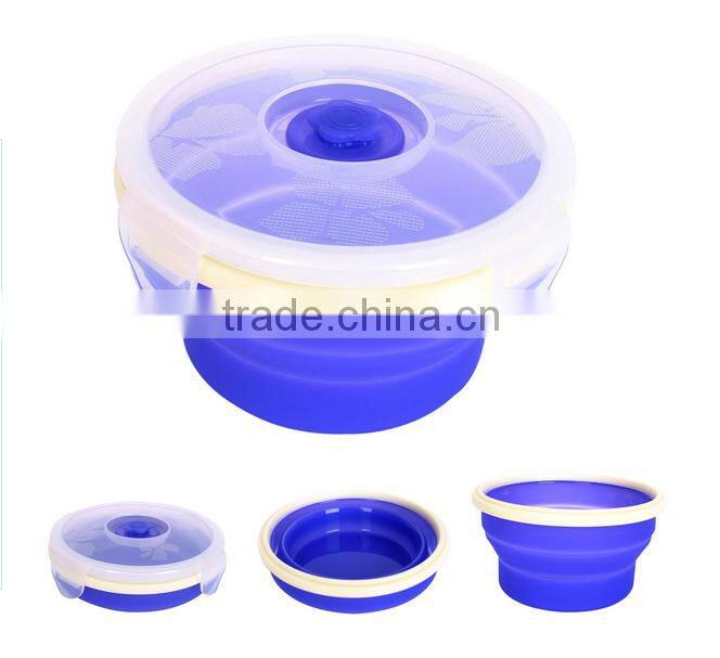 Collapsible Round Silicone lunch Box Kids Food Storage Box