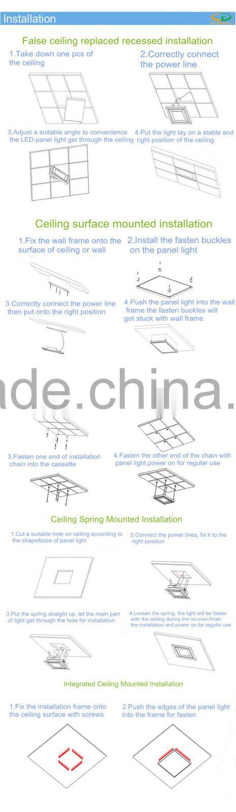 RGB ceiling LED Lighting Panel 32w 600x600mm for office light panel light