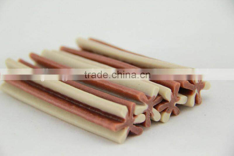 marine salt (two-tone straight hexagonal natural dog chewing bone)