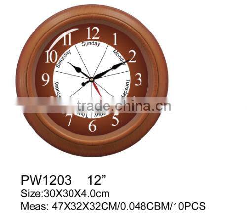12 inch Unique Retro plastic week wall clock