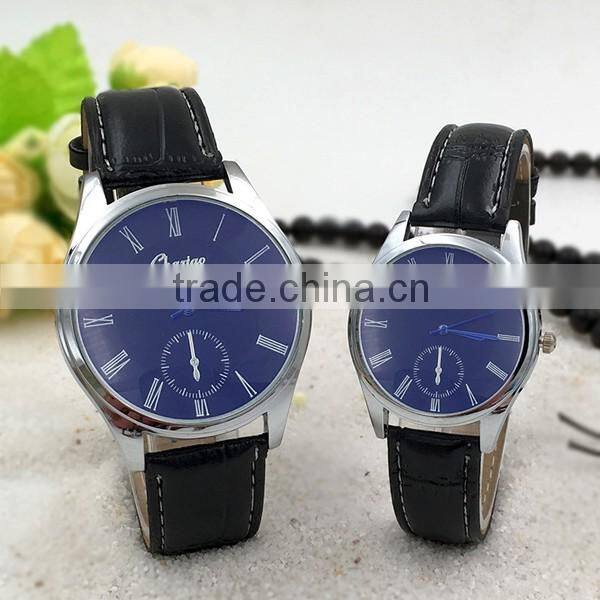 Fashion Blue Glass Couple Watch For Men And Women