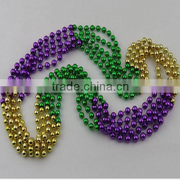 wholesale connecting necklace 4mm silver plated plastic chain round plastic beads chain sold by kilograms