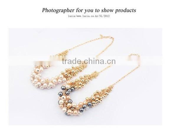 Black Grey Pearl Choker Collar Vintage Pendant Statement Necklace Women Necklaces & Pendants Fashion Necklaces for Women 2014