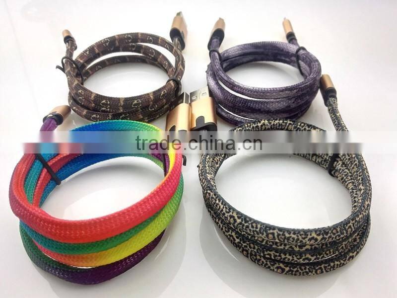 Visible flash light LED usb cable shoelace 2 in 1 charging cable for iphone charger