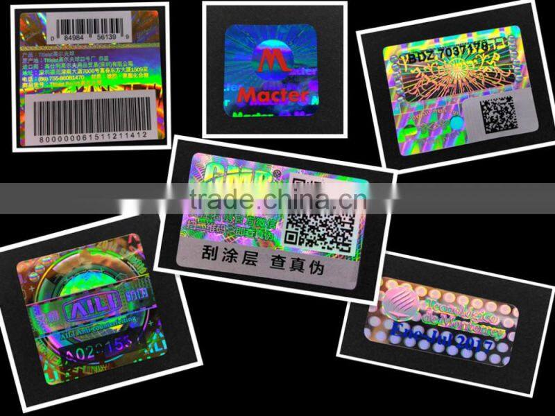 Anti-Counterfeit,Durable,Holographic Feature and PET, Material 3d security custom hologram stickers