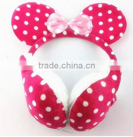 Girls Dots Plush Bowknot Soft Earmuffs