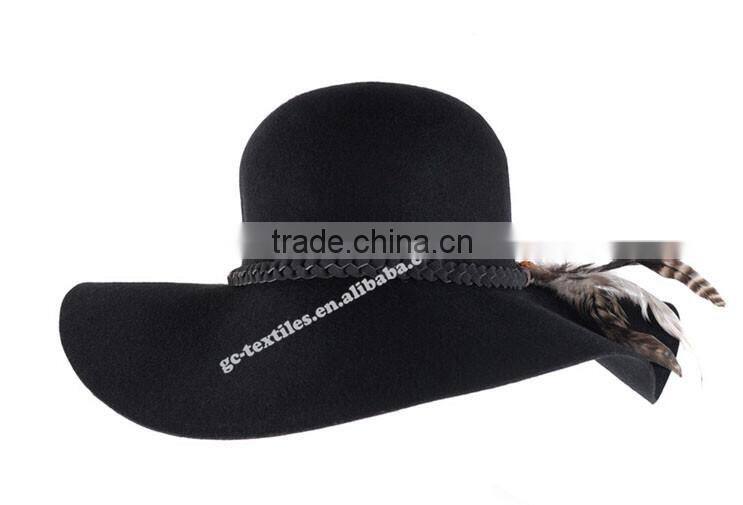 new hot product for 2014 fashion women promotional party felt hat wide brim with fur