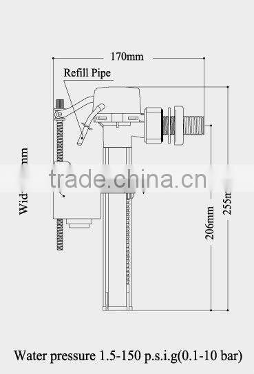New style adjustable water tank fill valve --T1102