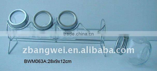 4pcs transparent glass spice jar set