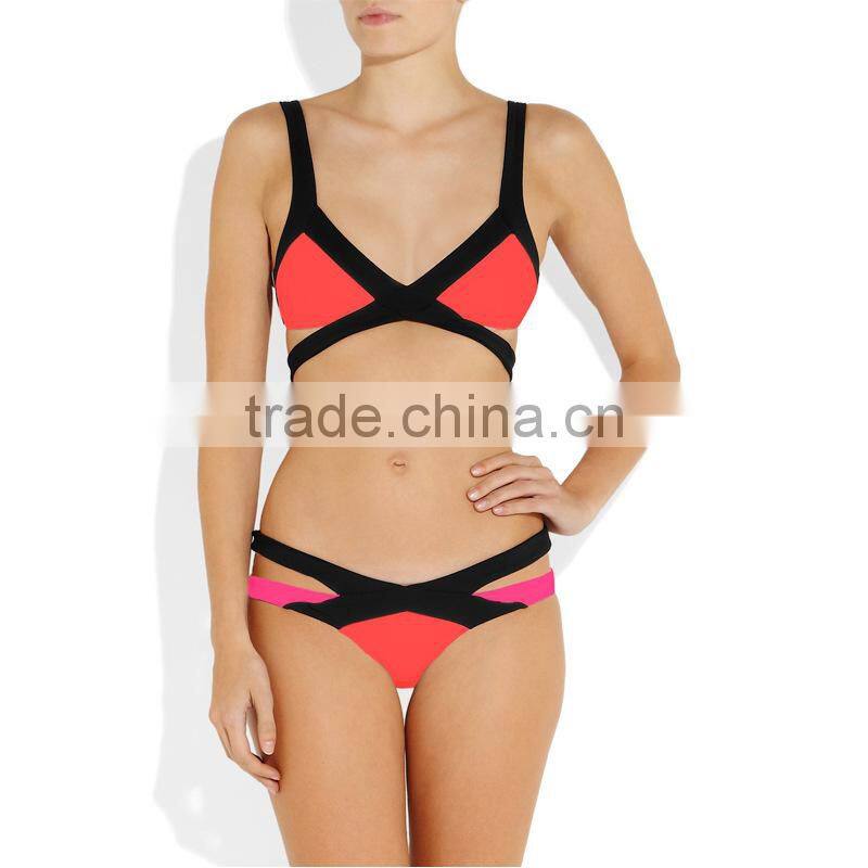 Wholesale 2015 New Sexy Women Bandage Strappy Bikini Set Mature Women Swimwear Push-up Padded Swimsuit