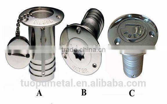 Tuopu stainless steel diesel deck filler, marine diesel deck filler with key,boat diesel deck filler