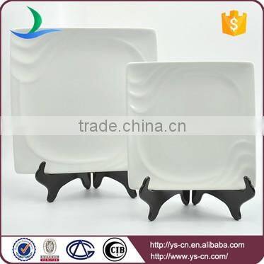 Square shape white porcelain fine dining plates
