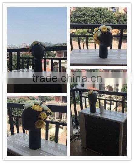 Modern home decoration head shape fiberglass flower vase