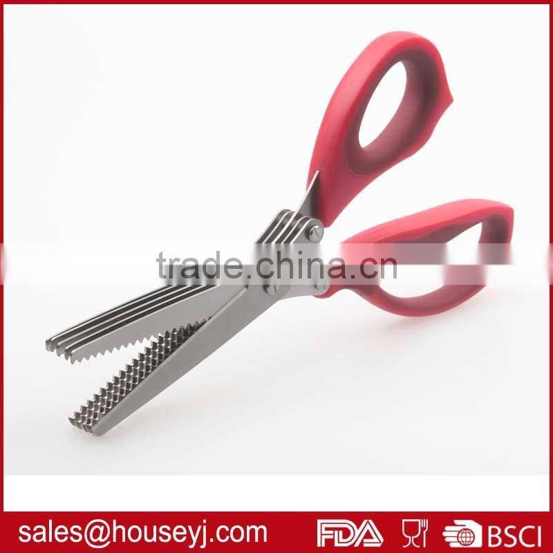 Hot sale stainless steel 5 layer blades kitchen herb scissors with soft grip handle