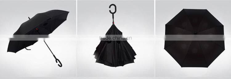 New Car straight upside down reverse umbrella with c handle