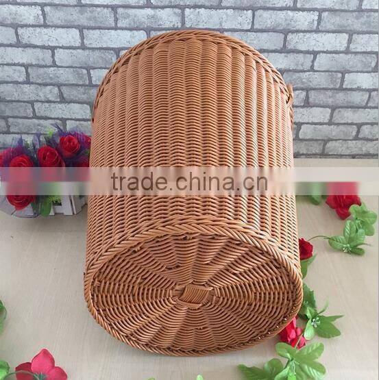 Woven craft wicker laundry basket with lid for storage clothing