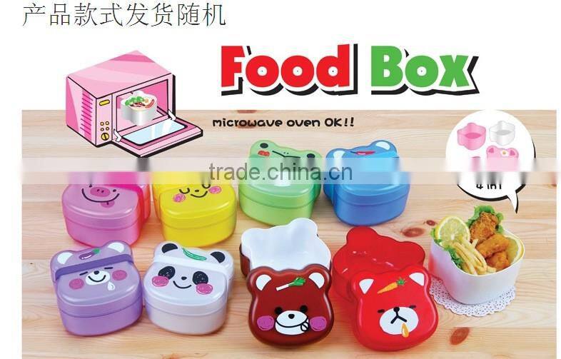 N480 Wholesale Cute Bear Shape Cartoon Mess-tins Customized Plastic Lunch Box