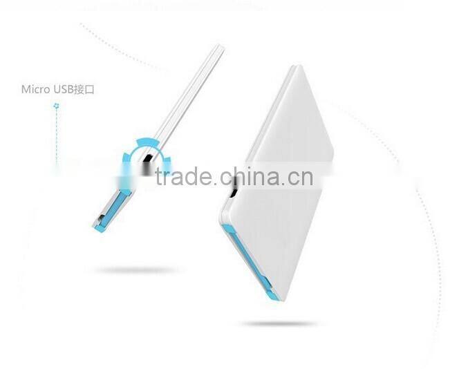 Newest Ultra-thin 6.6mm credit card 2500mah power bank, micro portable charger power bank made in china