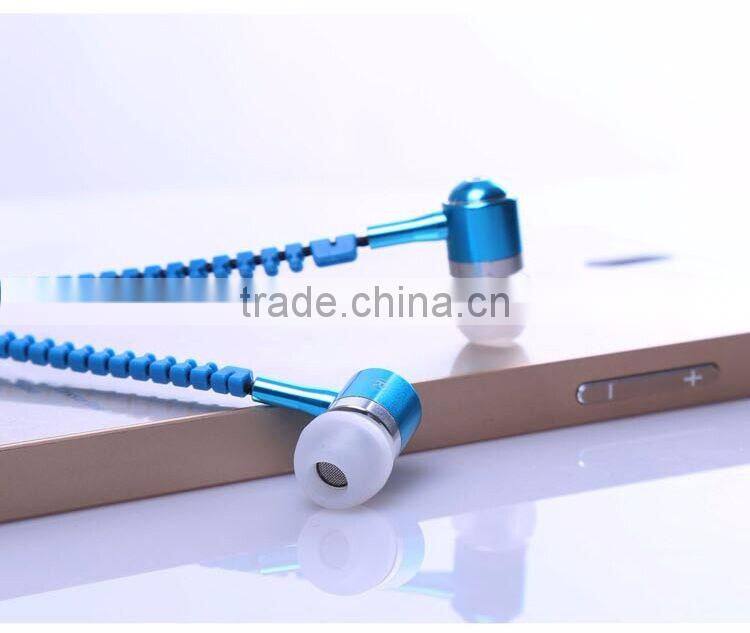 Creative Zipper Metal Earphone OEM luminous Earphones