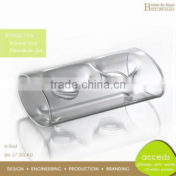 Clear Hand Blown Glass Candle Holders