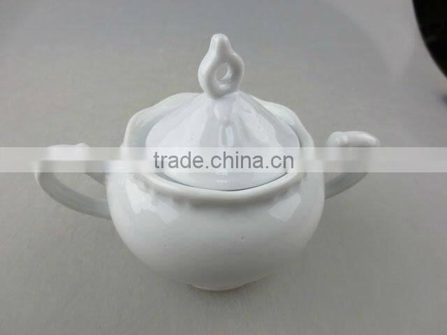 round porcelain sugar pot with handles