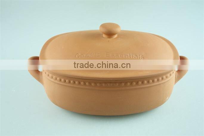Ceramic rectangular terracotta clay pots turren with lid, soup pot serv dish 5.5 L capacity