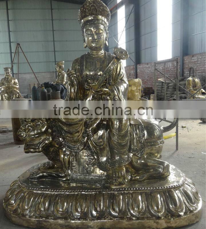 Brass Sitting Buddha Statue on Elephant Statue