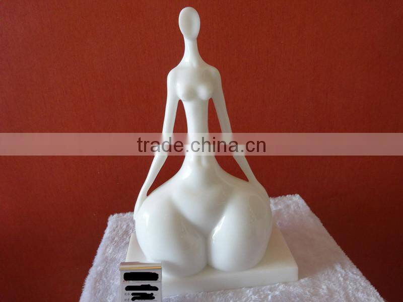 Abstract white marble hand carving fat lady art sculpture