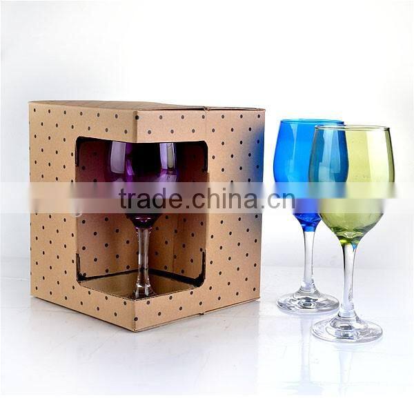 color red wine glasses cup with clear steam with gift box