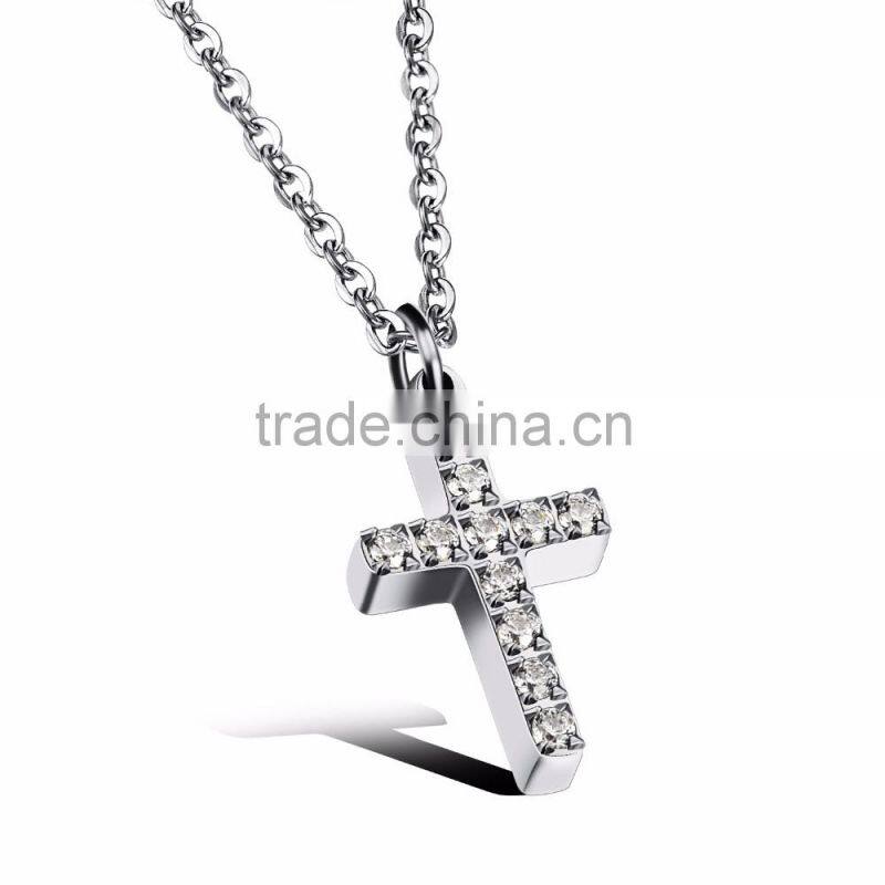 Women's Cross Pendant Necklace Stainless Steel Link Chain Necklace