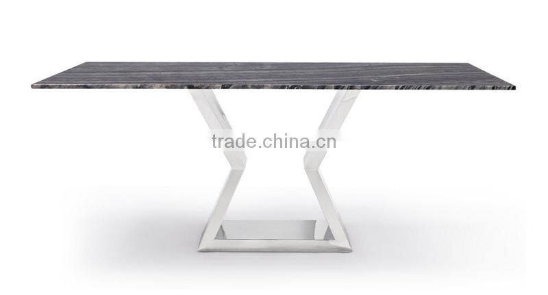 Modern Dining Table with Marble Top and Chrome Base