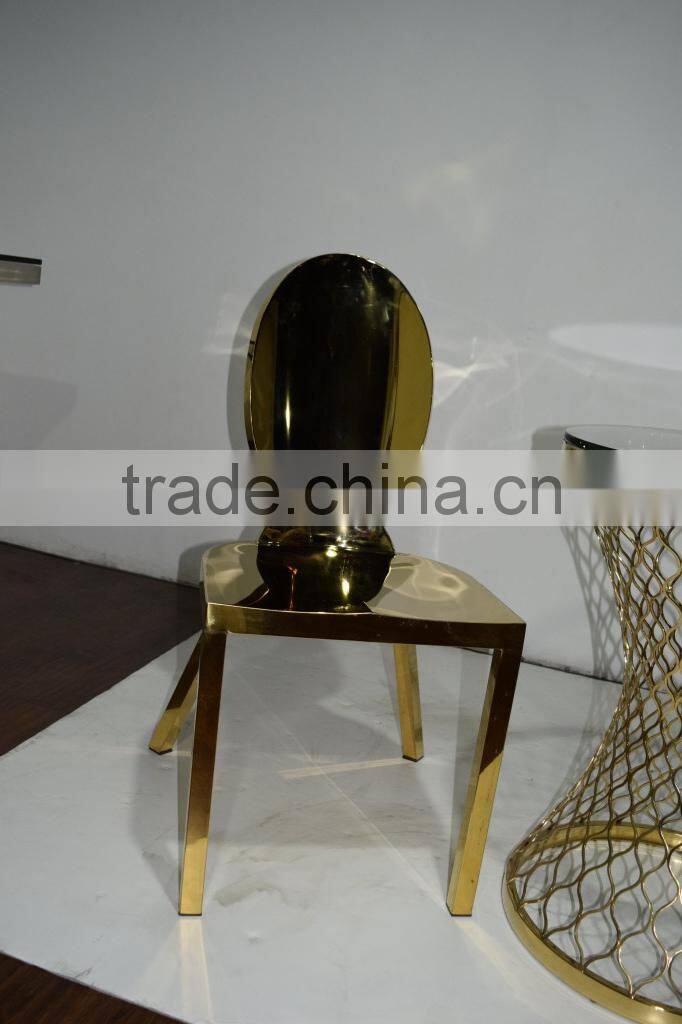 LC09 modern stainless steel legs gold dining chair for wedding