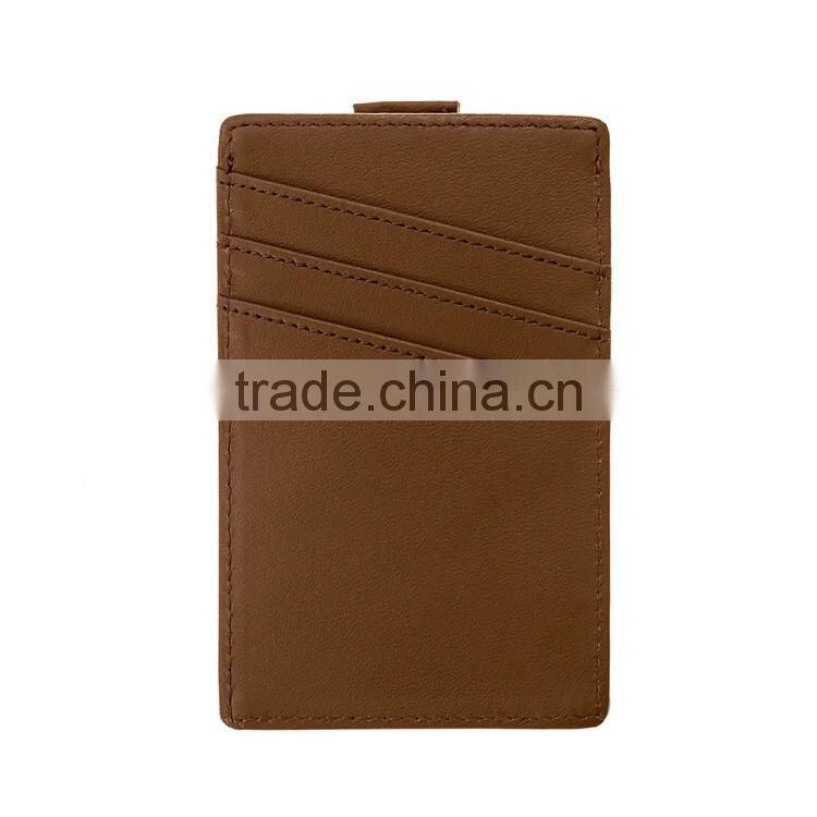 New design full grain leather slim pull tab leather credit card holder with RFID blocking