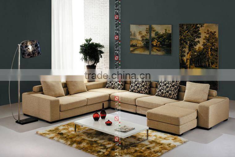 U Shaped Beige 7 Seater Low Price Sofa Furniture Set G133-RE