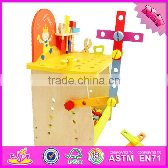 2016 new design cartoon children wooden diy workbench W03D077