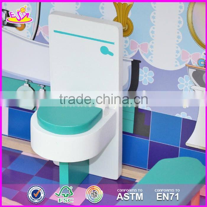 2017 new design lovely pretend play wooden girls dollhouse W06A161