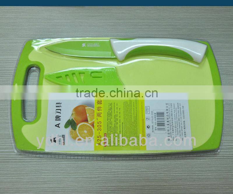 fruit knife and plastic cutting board set