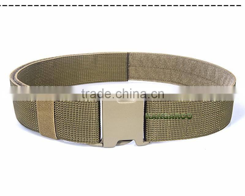 Brown Tactical Belt With Buckle Metal Military