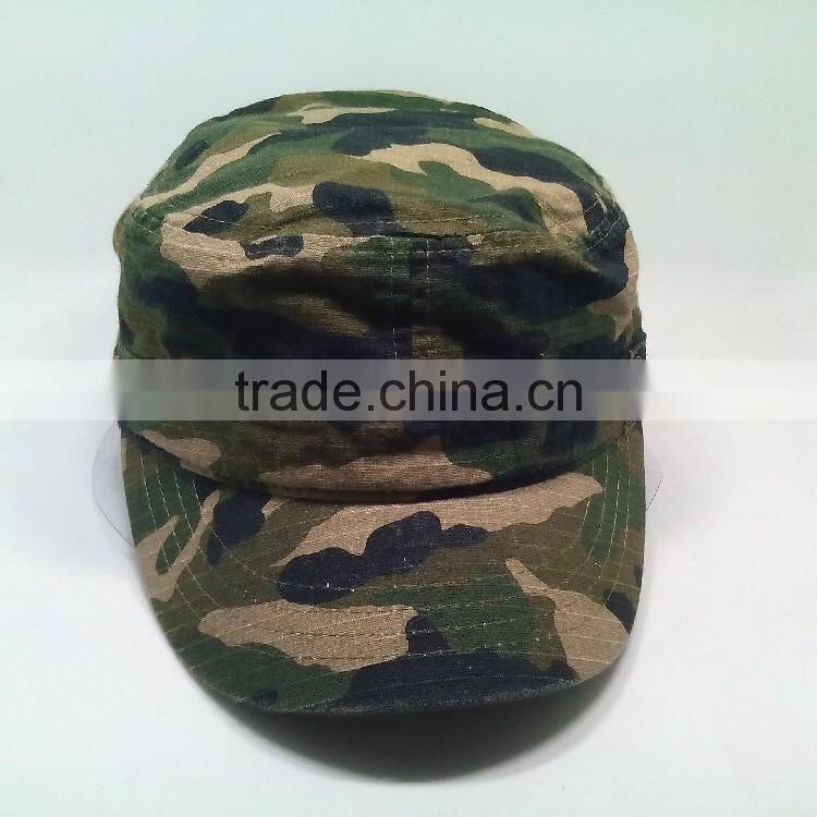 Wholesale custom 6 panel with flat embroidery cap with inside pocket camo truker cap