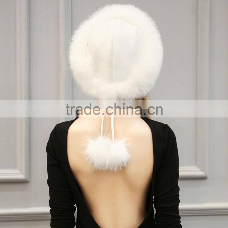 wholesale 2016 latest design hat and cap high grade woman faux fur leather Russia hat