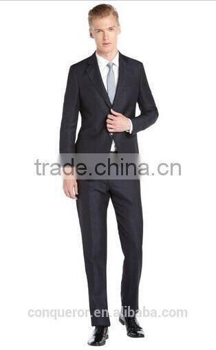 Navy Shimmering Navy Wool Two Button Suit(SHT1143)