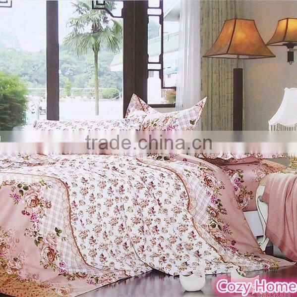 2014 fashion pattern 100% cotton print bed set with various colors