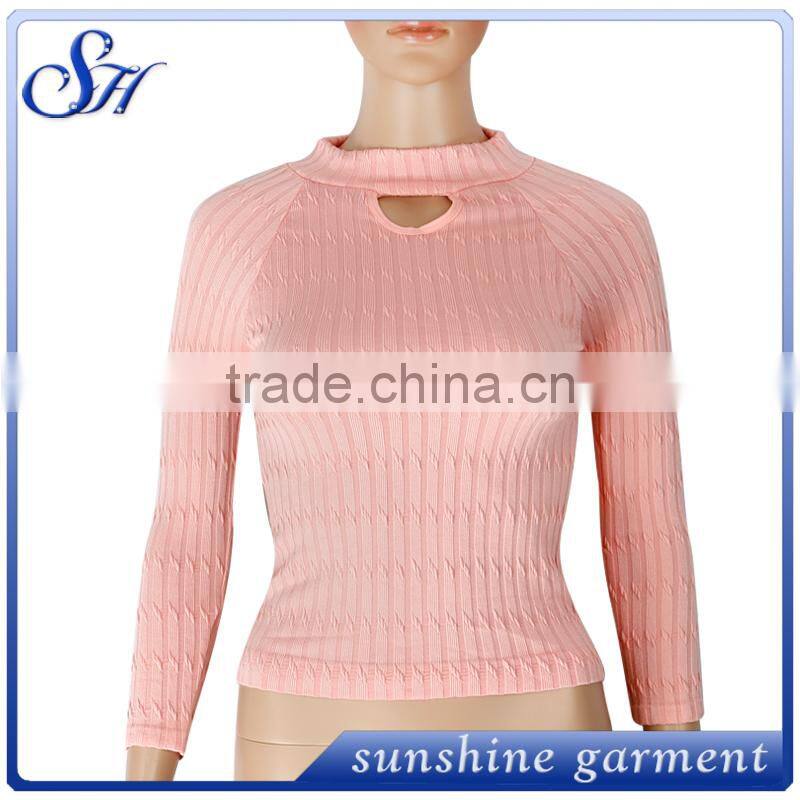 2017 high quality ladies O neck knitting top for women casual
