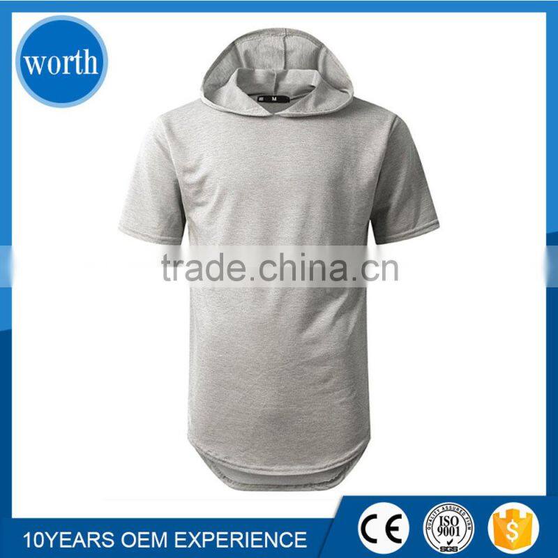 Hoodie Blank Mens Hipster Hip Hop Pullover Short Sleeve Hooded Shirt