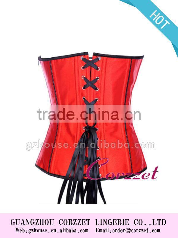 Satin Black Bow Decoration Red Wonder Woman Corset Tops