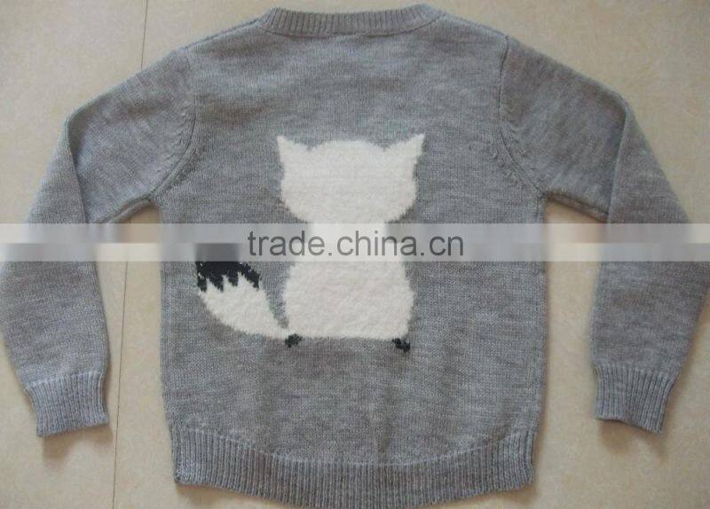 100% cotton long sleeve Child Sweater with Fox pattern (BKNB5354)